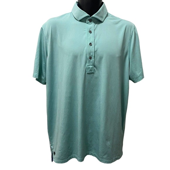 Greyson Golf‎ Spirit Polo Shirt Cattail Blue S/S Stretch Wicking Men's Size L - Picture 1 of 10